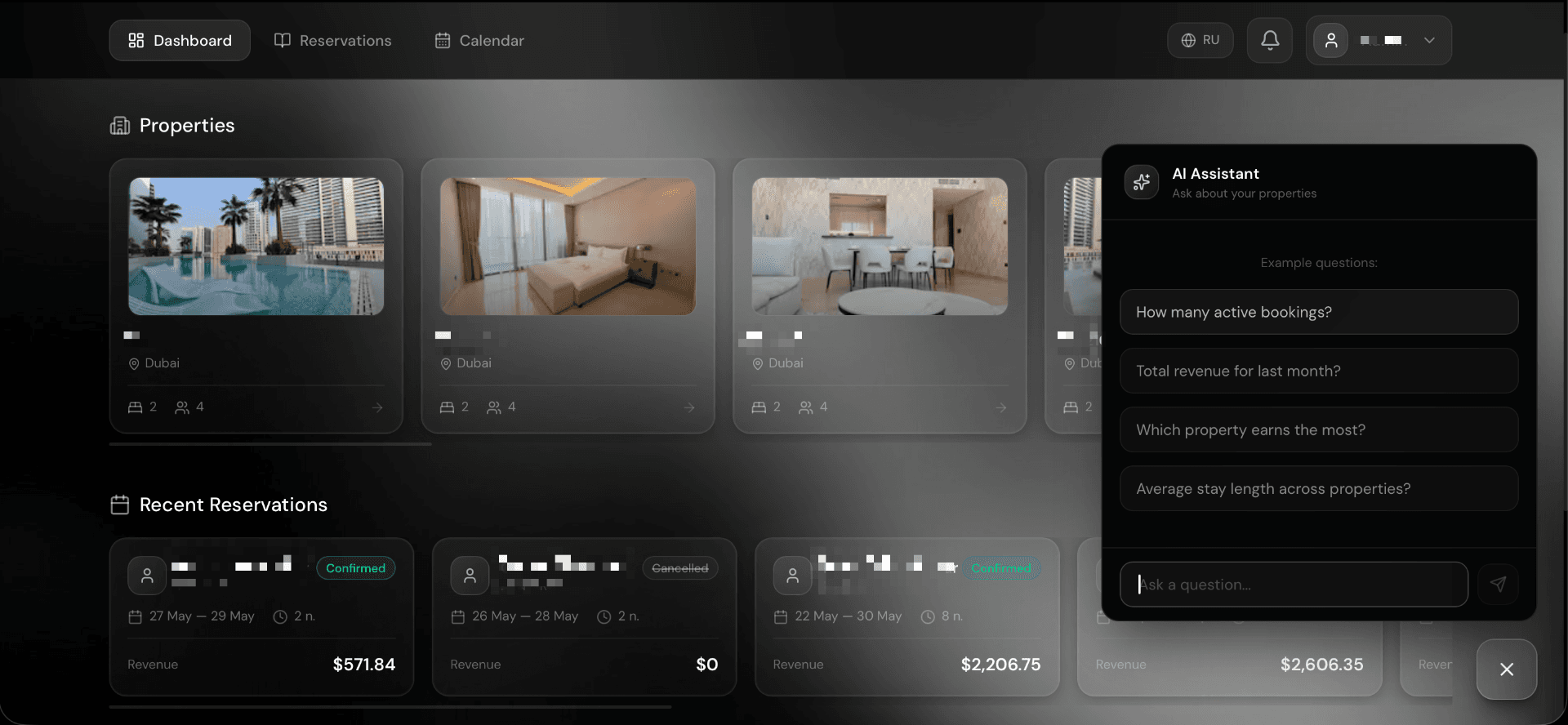 AI investor data room showing real estate portfolio performance